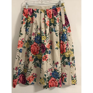CATH KIDSTON Vintage Floral Womens Skirt 10 XS Cotton Red Blue Yellow